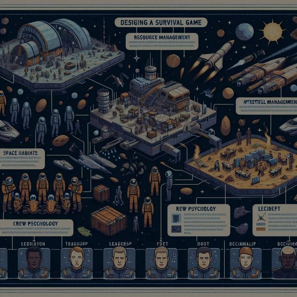 Comment concevoir un jeu de survie dans l'espace où la gestion des ressources et la psychologie de l'équipage jouent un rôle clé ?